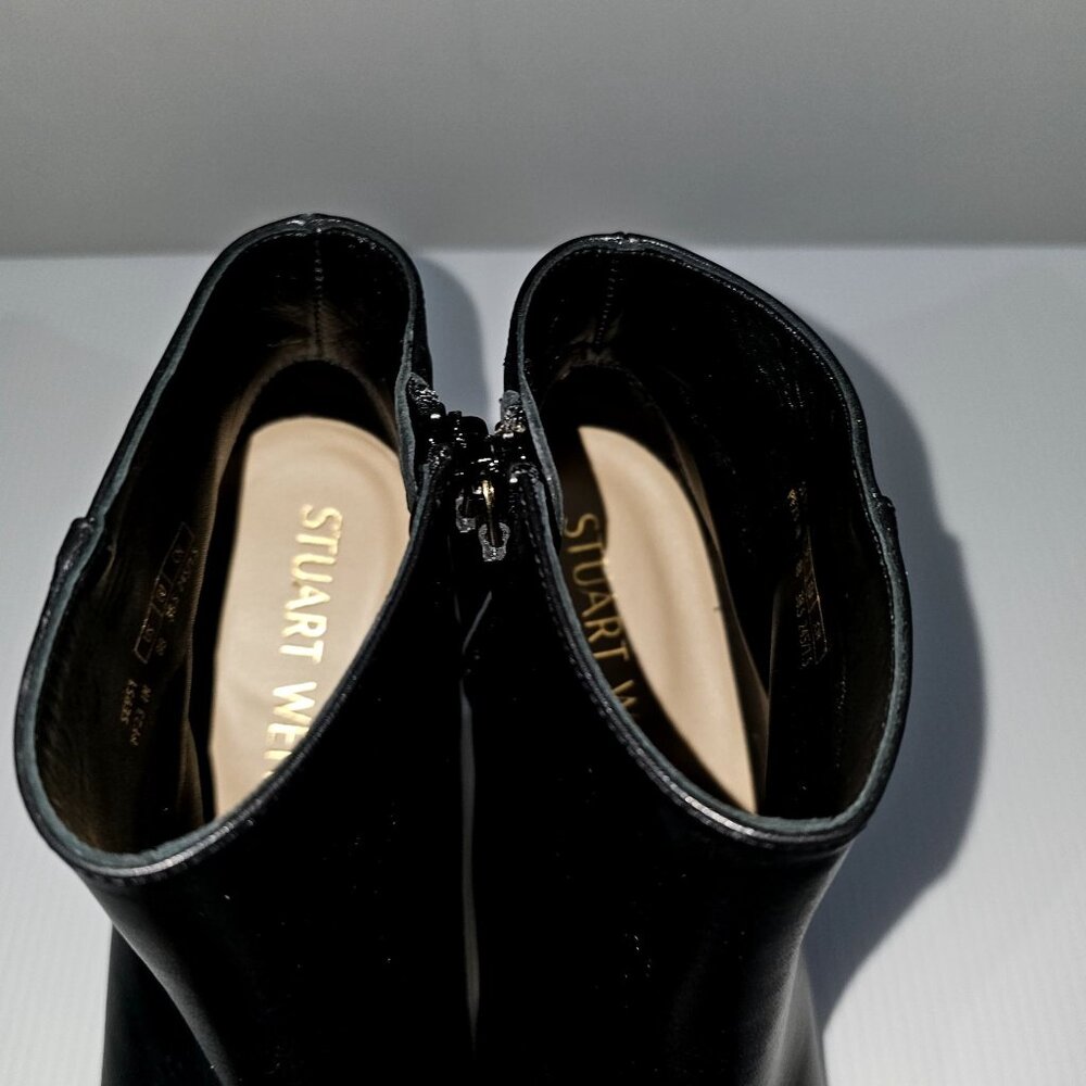 Stuart Weitzman Linsi Zip Ankle Bootie Women Shoe Black Leather Boot Size 8 - Picture 8 of 14